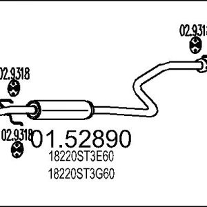 Toba esapamet intermediara HONDA CIVIC VI Hatchback (EJ, EK) 1.4 i (EJ9) benzina 75 cai MTS 01.52890