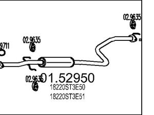 Toba esapamet intermediara HONDA CIVIC VI Hatchback (EJ, EK) 1.5 benzina 90 cai MTS 01.52950