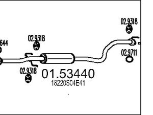 Toba esapamet intermediara HONDA CIVIC VI Fastback (MA, MB) 1.4 i (MA8, MB2) benzina 75 cai MTS 01.53440