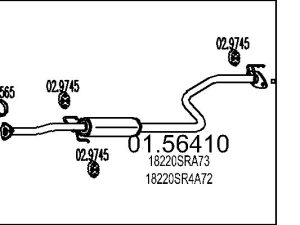 Toba esapamet intermediara HONDA CIVIC VI cupe (EJ, EM1) 1.6 i Vtec (EM1) benzina 125 cai MTS 01.56410