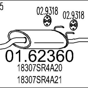 Toba esapament finala HONDA CIVIC V cupe (EJ) 1.5 i LSi (EJ2) benzina 101 cai MTS 01.62360