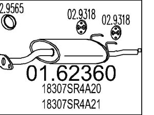 Toba esapament finala HONDA CIVIC V Hatchback (EG) 1.5 i 16V (EG4) benzina 94 cai MTS 01.62360