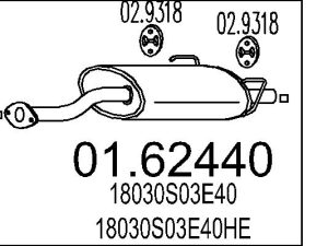 Toba esapament finala HONDA CIVIC VI Hatchback (EJ, EK) 1.4 i (EJ9) benzina 75 cai MTS 01.62440