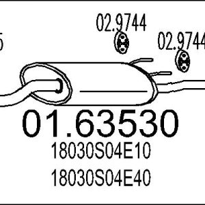 Toba esapament finala HONDA CIVIC V cupe (EJ) 1.6 i Vtec (EJ1) benzina 125 cai MTS 01.63530