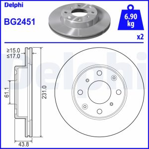 Disc frana HONDA CIVIC III limuzina (AM, AK, AU) 1.5 (AAH, SC9) benzina 86 cai DELPHI BG2451