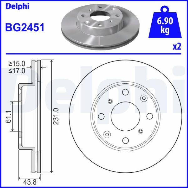 Disc frana HONDA CIVIC IV Hatchback (EC, ED, EE, EF) 1.3 (EC8) benzina 75 cai DELPHI BG2451