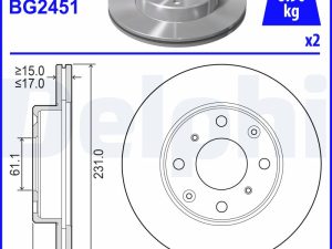 Disc frana HONDA CIVIC V Hatchback (EG) 1.3 16V (EG3) benzina 75 cai DELPHI BG2451