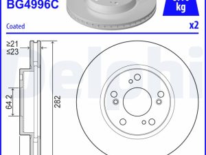 Disc frana HONDA CIVIC X hatchback (FC_, FK_) 1.0 VTEC (FK6) benzina 129 cai DELPHI BG4996C