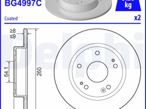 Disc frana HONDA CIVIC X limuzina (FC_) 1.6 i-VTEC (FC5) benzina 125 cai DELPHI BG4997C