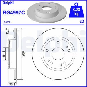 Disc frana HONDA CIVIC X hatchback (FC_, FK_) 1.0 VTEC (FK6) benzina 129 cai DELPHI BG4997C