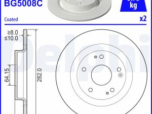 Disc frana HONDA CIVIC X limuzina (FC_) 1.0 iVTEC (FC9) benzina 126 cai DELPHI BG5008C