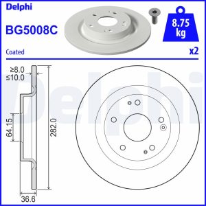 Disc frana HONDA CIVIC X hatchback (FC_, FK_) 1.0 VTEC (FK6) benzina 129 cai DELPHI BG5008C