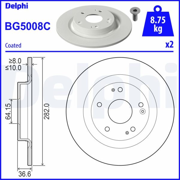Disc frana HONDA CIVIC X hatchback (FC_, FK_) 1.0 VTEC (FK6) benzina 129 cai DELPHI BG5008C