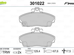 Placute frana HONDA CIVIC VI Fastback (MA, MB) 1.4 i (MA8, MB2) benzina 75 cai VALEO 301022
