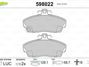 Placute frana HONDA CIVIC VI Fastback (MA, MB) 2.0 TDiC (MB7) diesel 101 cai VALEO 598022
