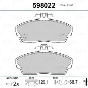 Placute frana HONDA CIVIC VII Hatchback (EU, EP, EV) 1.4 i (EP1, EU7) benzina 75 cai VALEO 598022