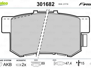Placute frana HONDA CIVIC VI Fastback (MA, MB) 1.5 16V (MB3) benzina 114 cai VALEO 301682