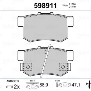 Placute frana HONDA CIVIC IX (FK) 1.4 i-VTEC (FK1) benzina 99 cai VALEO 598911