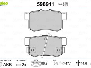 Placute frana HONDA CIVIC VII limuzina (ES, ET) 1.6 (ES5) benzina 110 cai VALEO 598911