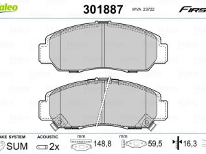 Placute frana HONDA CIVIC IX limuzina (FB) 1.8 (FB2) benzina 141 cai VALEO 301887