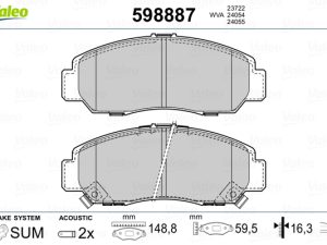 Placute frana HONDA CIVIC IX limuzina (FB) 1.8 (FB2) benzina 141 cai VALEO 598887