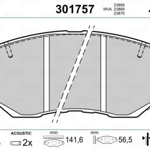 Placute frana HONDA CIVIC X hatchback (FC_, FK_) 1.0 VTEC (FK6) benzina 129 cai VALEO 301757