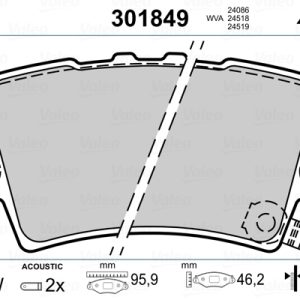 Placute frana HONDA CIVIC VIII Hatchback (FN, FK) 1.4 (FK1) benzina 83 cai VALEO 301849