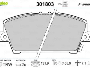 Placute frana HONDA CIVIC VIII Hatchback (FN, FK) 1.4 (FK1) benzina 83 cai VALEO 301803