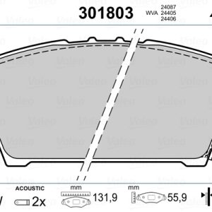 Placute frana HONDA CIVIC VIII limuzina (FD, FA) 1.3 IMA (FA3, FD3) benzina/elector 95 cai VALEO 301803