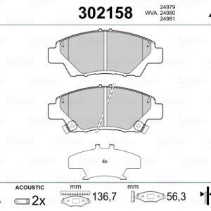 Placute frana HONDA CR-Z (ZF) 1.5 IMA (ZF1) benzina/elector 124 cai VALEO 302158