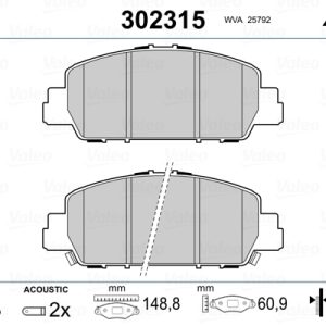 Placute frana HONDA HR-V (RU) 1.5 (RU1) benzina 130 cai VALEO 302315
