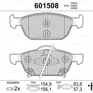Placute frana HONDA CIVIC X hatchback (FC_, FK_) 1.0 VTEC (FK6) benzina 129 cai VALEO 601508