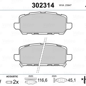 Placute frana HONDA HR-V (RU) 1.5 (RU1) benzina 130 cai VALEO 302314