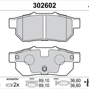Placute frana HONDA CIVIC VI Hatchback (EJ, EK) 1.5 i (EK3) benzina 114 cai VALEO 302602