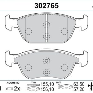 Placute frana HONDA CIVIC X hatchback (FC_, FK_) 1.0 VTEC (FK6) benzina 129 cai VALEO 302765