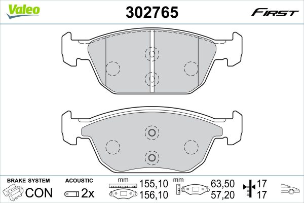 Placute frana HONDA CIVIC X hatchback (FC_, FK_) 1.0 VTEC (FK6) benzina 129 cai VALEO 302765