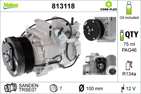 Compresor climatizare HONDA CIVIC VIII limuzina (FD, FA) 1.8 (FD1, FD7, FA1) benzina 140 cai VALEO 813118