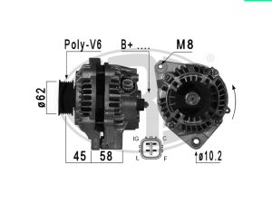 Alternator HONDA CIVIC VII cupe (EM2) 1.6 i (EM1) benzina 110 cai ERA 209008A