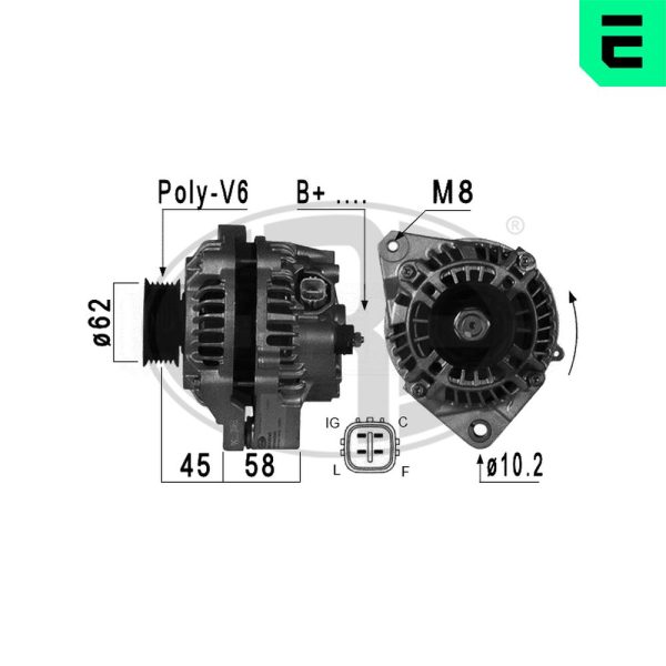 Alternator HONDA CIVIC VII Hatchback (EU, EP, EV) 1.4 iS (EP1, EU5, EU7) benzina 90 cai ERA 209008A