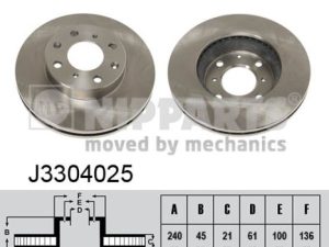 Disc frana HONDA CIVIC VI cupe (EJ, EM1) 1.6 (EJ6) benzina 107 cai NIPPARTS J3304025