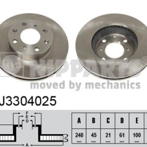 Disc frana HONDA CIVIC VI cupe (EJ, EM1) 1.6 (EJ6) benzina 107 cai NIPPARTS J3304025