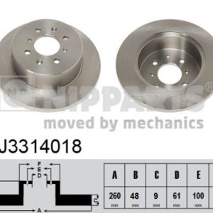 Disc frana HONDA CIVIC VII Hatchback (EU, EP, EV) 1.4 i (EP1, EU7) benzina 75 cai NIPPARTS J3314018