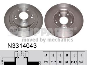 Disc frana HONDA CIVIC IX (FK) 1.4 i-VTEC (FK1) benzina 99 cai NIPPARTS N3314043