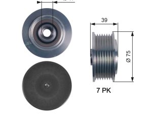 Fulie alternator HONDA CIVIC VIII Hatchback (FN, FK) 2.2 CTDi (FK3) diesel 140 cai GATES OAP7119