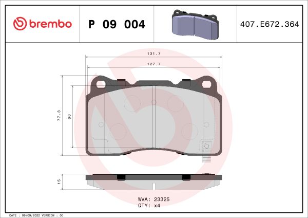 Placute frana HONDA CIVIC IX (FK) 2.0 i-VTEC Type R (FK2) benzina 310 cai BREMBO P 09 004