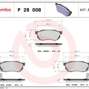 Placute frana HONDA CIVIC III limuzina (AM, AK, AU) 1.5 (AAH, SC9) benzina 86 cai BREMBO P 28 008
