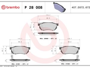 Placute frana HONDA CIVIC III Hatchback (AL, AJ, AG, AH) 1.5 GL (AH) benzina 86 cai BREMBO P 28 008