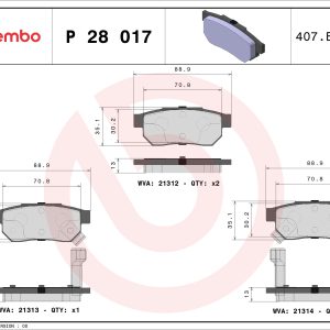 Placute frana HONDA CIVIC IV Hatchback (EC, ED, EE, EF) 1.6 i 16V (ED7) benzina 109 cai BREMBO P 28 017