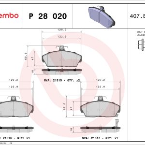 Placute frana HONDA CIVIC VII Hatchback (EU, EP, EV) 1.4 i (EP1, EU7) benzina 75 cai BREMBO P 28 020