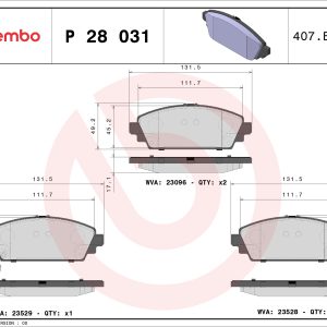 Placute frana HONDA CIVIC VII Hatchback (EU, EP, EV) 1.7 CTDi (EP4, EU9) diesel 100 cai BREMBO P 28 031